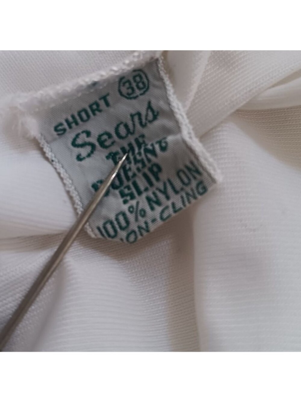 Vintage Sears Nylon Slip Dress Size 38 Short White Adjustable Straps 1960's